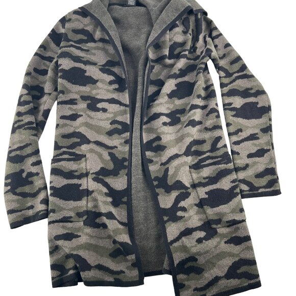 Rachel Zoe Hooded Long Open Cardigan Sweater size XS Camouflage - Picture 1 of 5